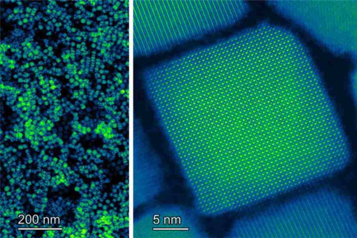 Microscopic imaging shows the size uniformity of the perovskite nanocrystals. Credit: Massachusetts Institute