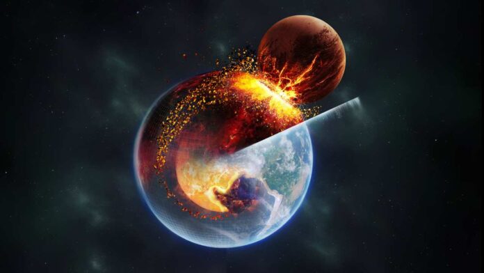 Massive anomaly within Earth's mantle may be remnant of collision that formed moon